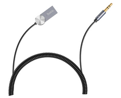Аудіо-адаптер Bluetooth aux гарнітура в машину адаптер HOCO In-car BT audio receiver spring cable DUP02 Чорний
