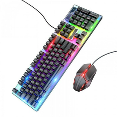 Ігровий набір 2в1 мембранна клавіатура + миша HOCO GM18 |RU/ENG/RGB/104 клавіші| Чорний