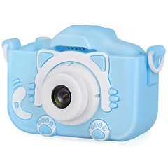 Дитячий фотоапарат з подвійним об'єктивом, силіконовим чохлом, підтримкою карти пам'яті XO XJ01 Блакитний