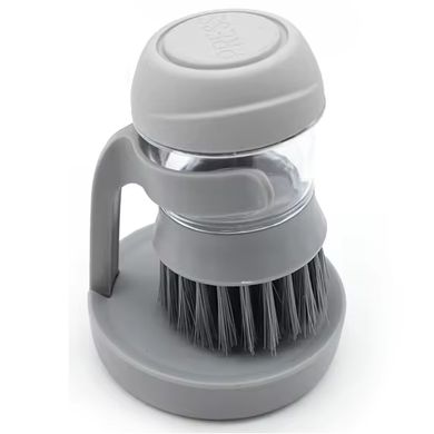 Щітка для миття посуду з резервуаром для мийного засобу та підставкою Jesopb Soap Brush DX-388 Сірий