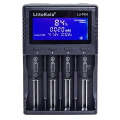 Універсальний зарядний пристрій для акумуляторів із дисплеєм LIITOKALA PD4 |4 канала 220V/12V LCD| Чорний
