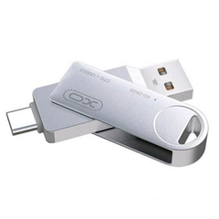 USB Флешка металева 2в1 128GB Type-C / USB 3.0 для телефону, комп'ютера XO DK03 Сірий