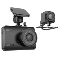 Автомобільний відеореєстратор з дисплеєм та камерою заднього виду HOCO DV3 |FullHD (1920x1080)| Чорний