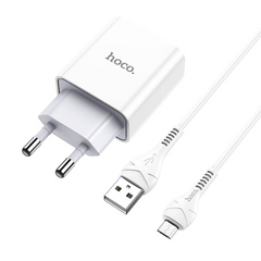 Зарядний пристрій для телефону + кабель USB-Micro Android HOCO C81A |1USB, 2.1A| Білий