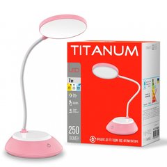 LED лампа настiльна з акумулятором TITANUM TLTF-022P 7W 3000-6500K USB Рожева