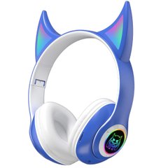 Бездротові дитячі MP3 Навушники з Вушками з підсвіткою з MicroSD Ear STN-25 Bluetooth Сині