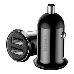 Автомобільний зарядний пристрій в прикурювач (автозарядка) BASEUS Grain Pro Car Charger |2USB 4.8A| Чорний CCALLP-01