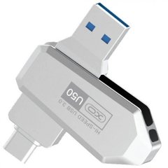 Металева USB Флешка 2в1 128GB Type-C / USB 3.0 для телефону, комп'ютера XO U50