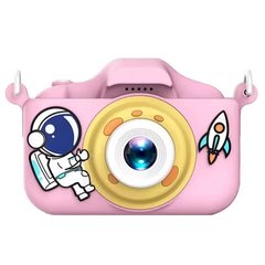 Дитячий фотоапарат з фронтальною камерою, силіконовим чохлом та підтримкою карти пам'яті X200 Astronaut Рожевий 44678