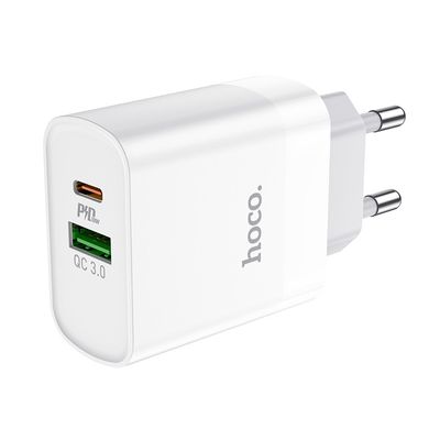 Зарядний пристрій для телефону з швидкою зарядкою HOCO Rapido C80A |1USB/1Type-C, 3.1A/20W, QC/PD| Білий